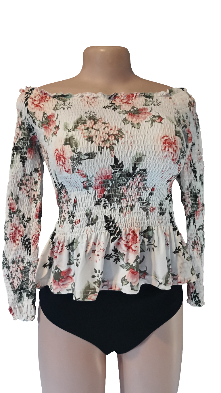 Off- shoulder floral blouse