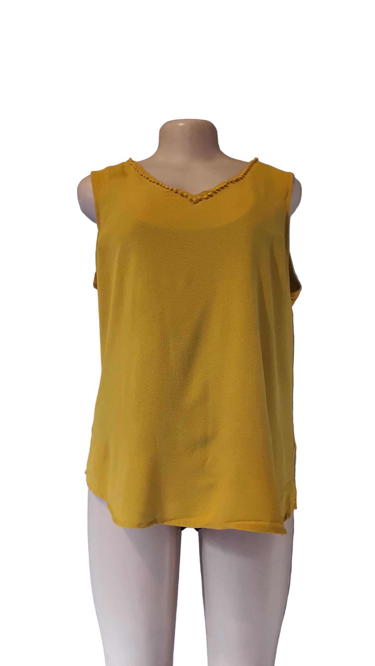 Sleeveless gold blouse