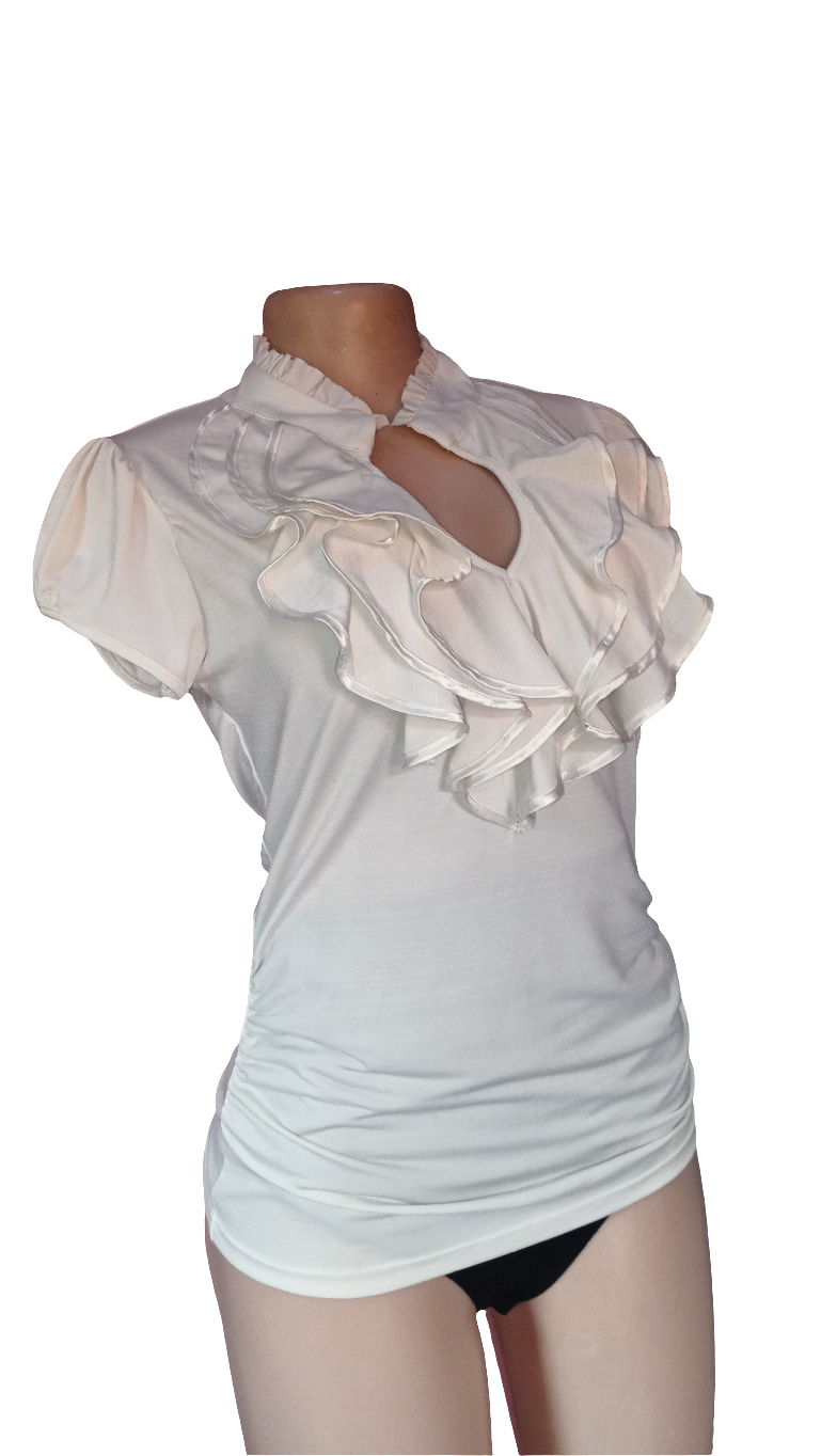 Off -White Fluff-front blouse