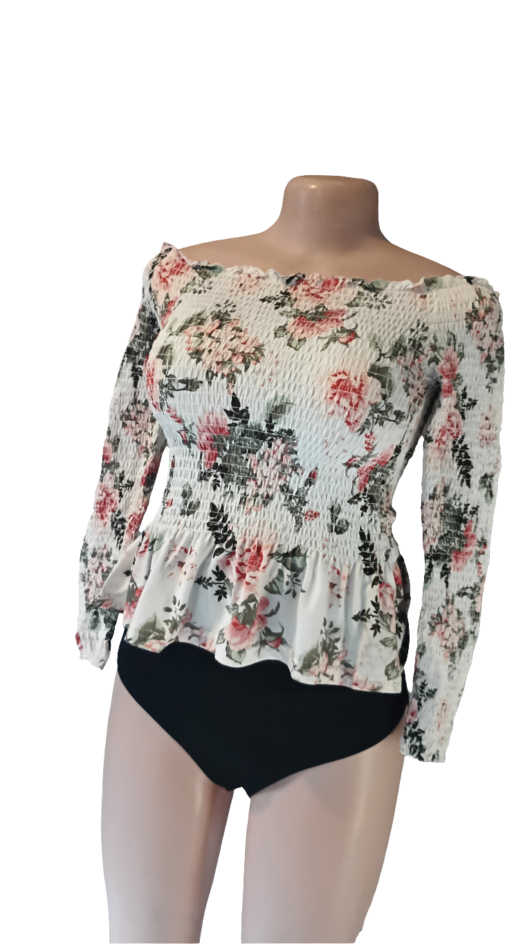 Off- shoulder floral blouse