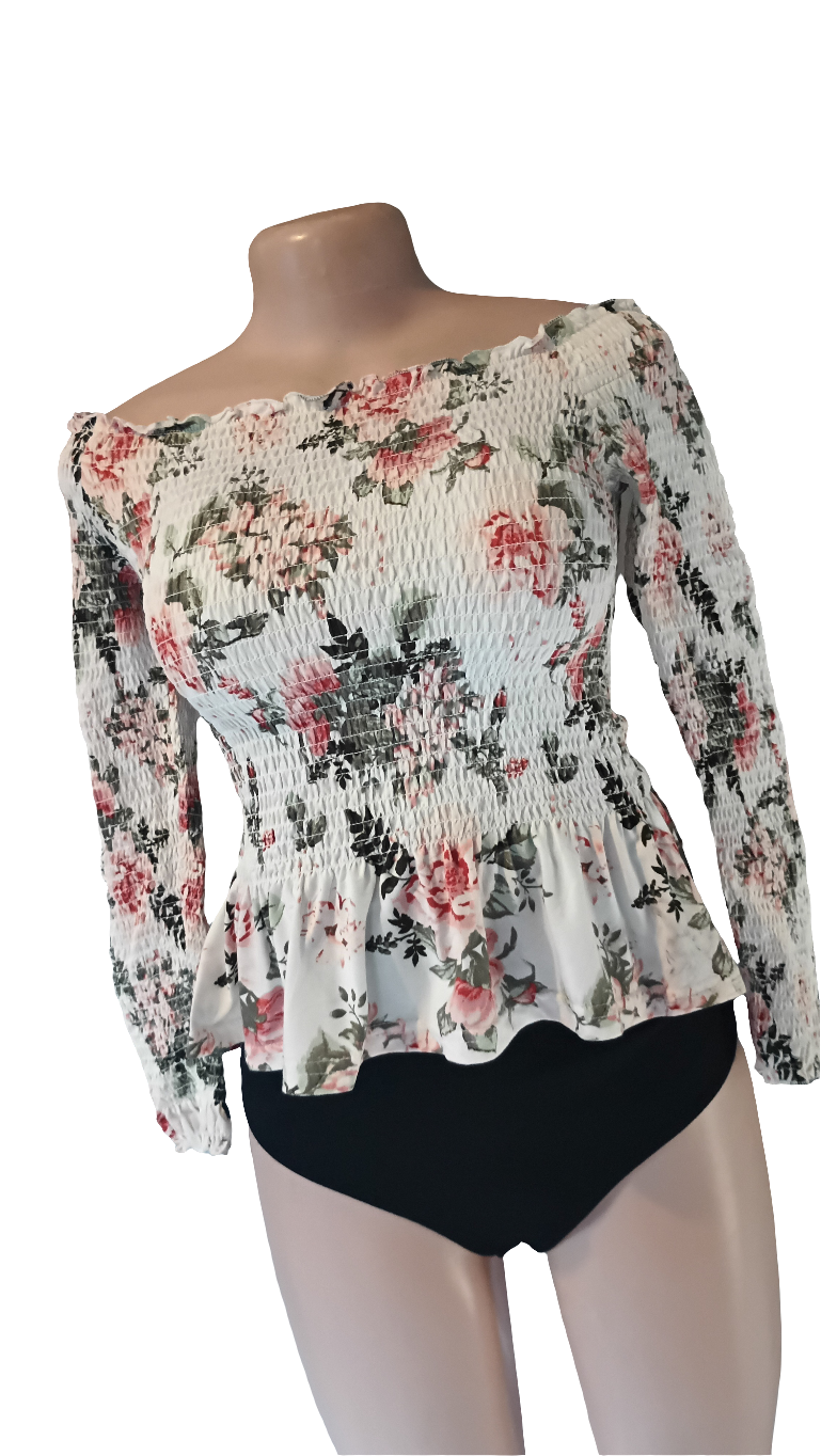 Off- shoulder floral blouse