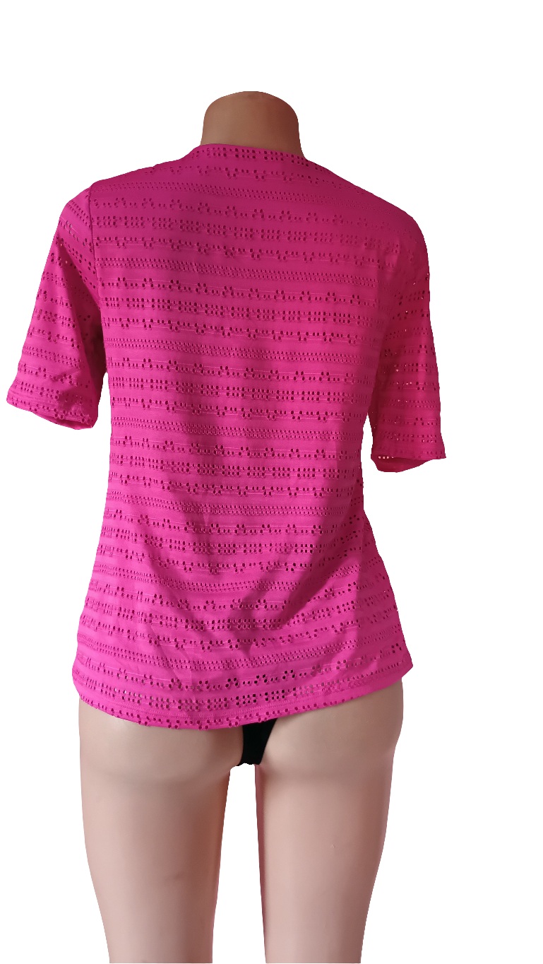 Pink hole patterned blouse