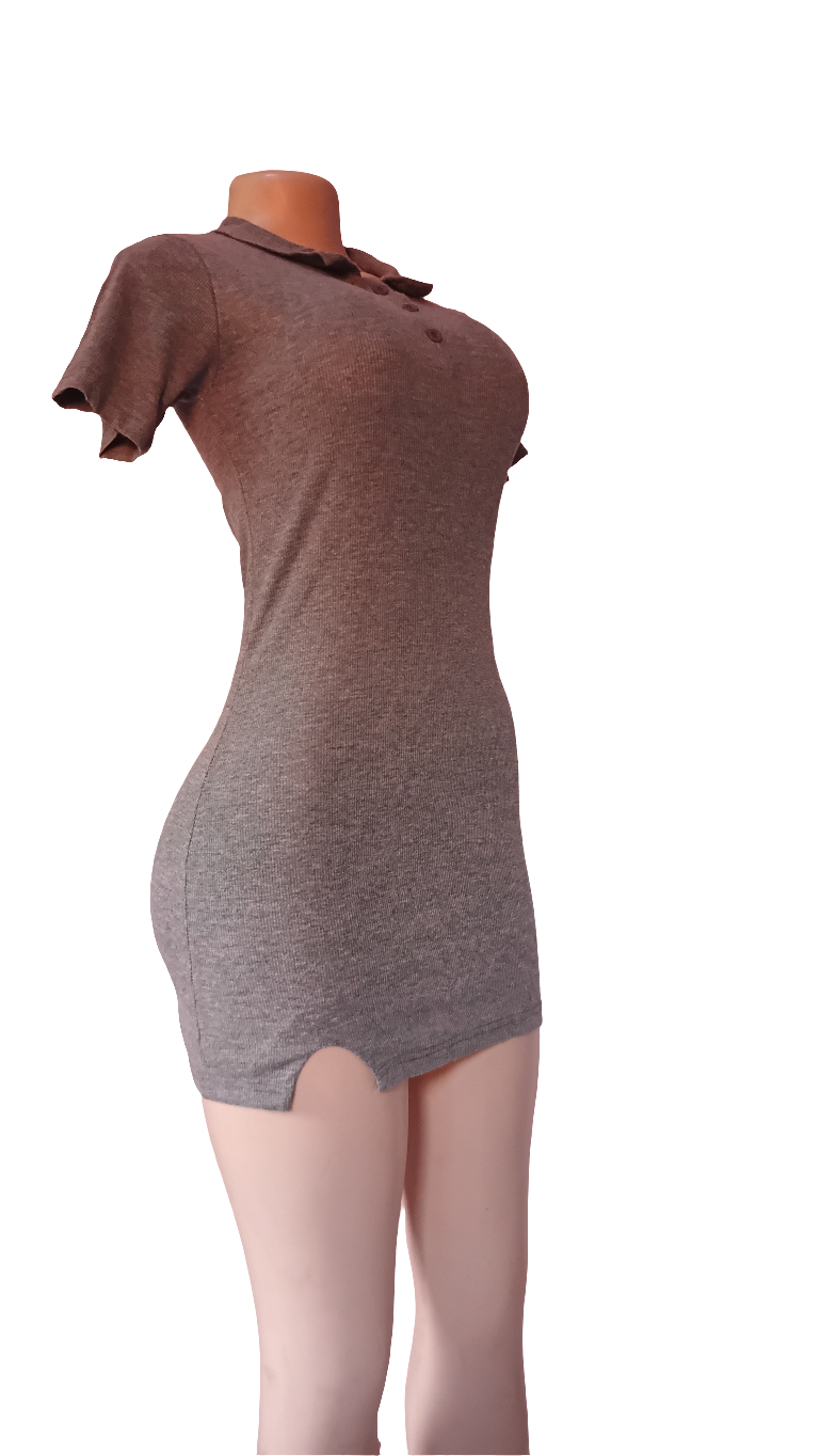 Grey collard-necked Dress