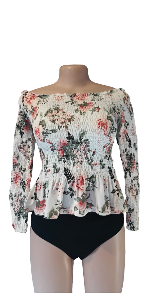 Off- shoulder floral blouse