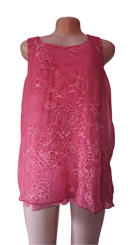 Sleeveless pink blouse