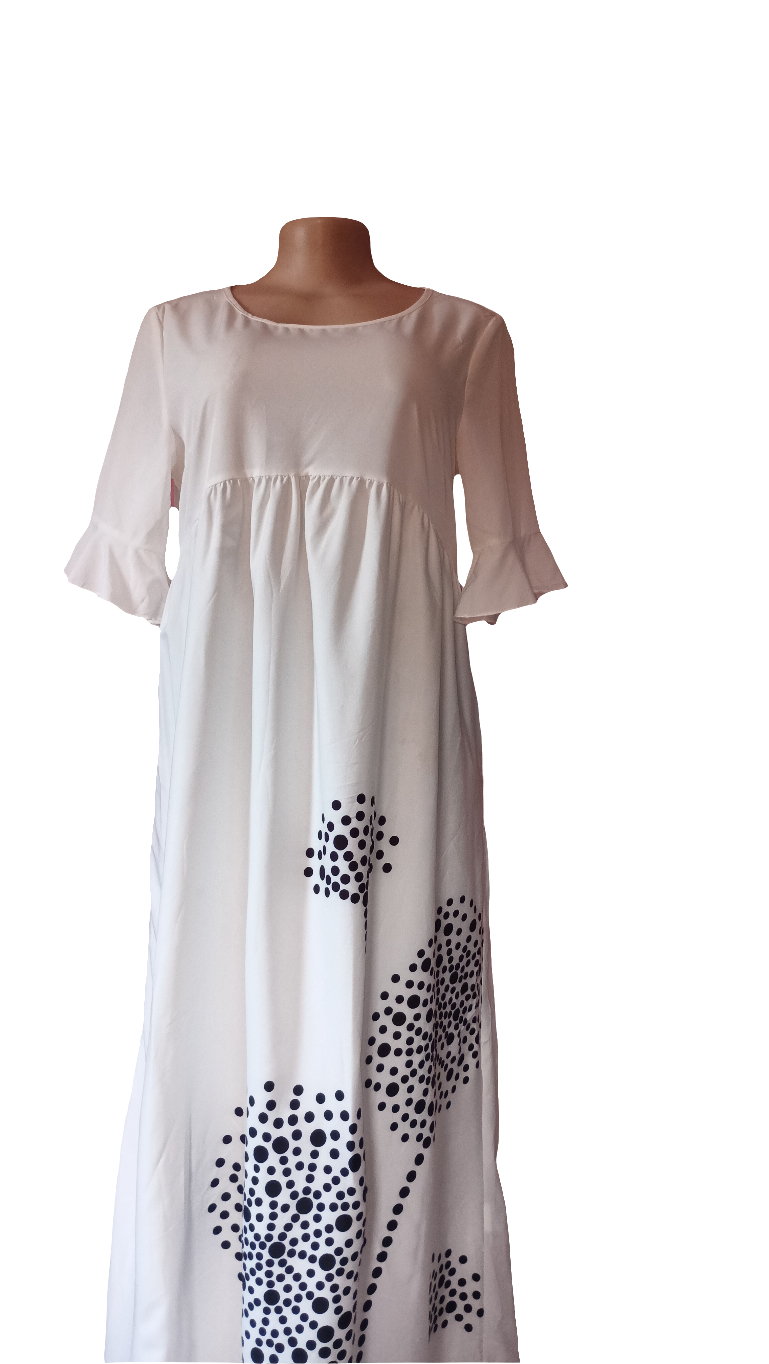 White tree patterned long Dress