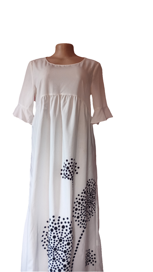 White tree patterned long Dress