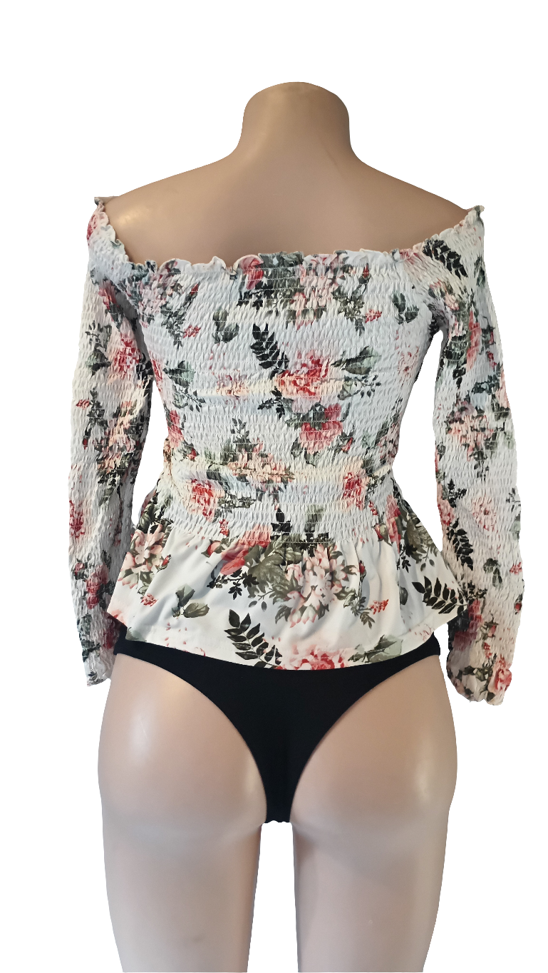 Off- shoulder floral blouse