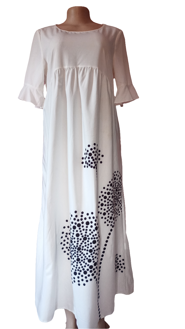 White tree patterned long Dress