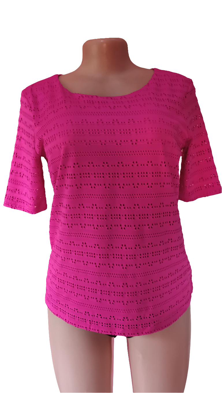 Pink hole patterned blouse